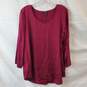 Eileen Fisher Red Long Sleeve Silk Top Size L image number 1