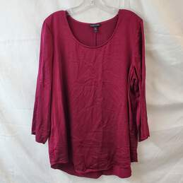 Eileen Fisher Red Long Sleeve Silk Top Size L