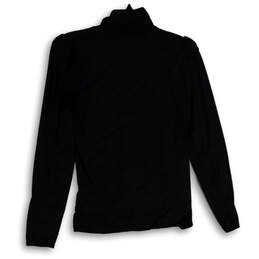 Womens Black Turtleneck Long Sleeve Stretch Pullover T-Shirt Size Medium