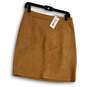 NWT Womens Tan Faux Suede Back Zip Straight & Pencil Skirt Size Large image number 1