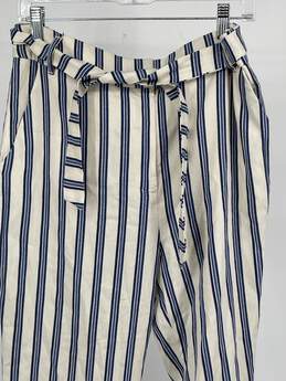 BCBGeneration Womens White Blue Striped Paperbag Pants Size 12 T-0557577-A alternative image