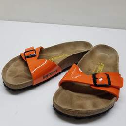 Birkenstock Cork Sandal With Orange Paton Leather Strap EU Size 38