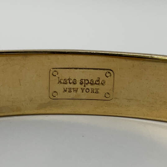 Designer Kate Spade Gold-Tone Yellow Round Bangle Bracelet With Dust Bag image number 3