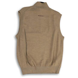Womens Beige Sleeveless Quarter Zip Mock Neck Pullover Sweater Size Small alternative image
