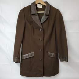 Vintage Butte Knit Brown Wool/Leather Woman's Jacket