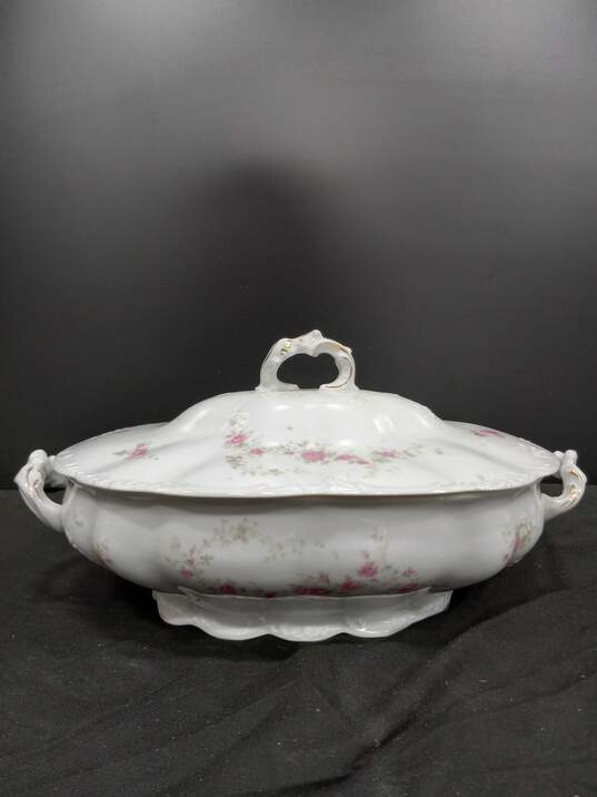 Vintage Hasburg Austria Porcelain Hand Painted Oval Covered Serving Dish image number 5