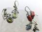 Artisan Sterling Silver Coral Peridot Pearl Mother Of Pearl Earrings 21.8g image number 4