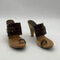 Womens Brown Leather Toe Loop Studded Slip-On Block Platform Heels Size 8M image number 2