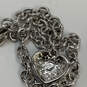 Designer Swarovski Silver-Tone Chain American Flag Heart Charm Bracelet image number 4