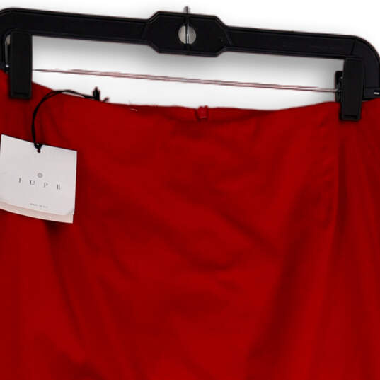 NWT Womens Red Flat Front Side Slit Back Zip Straight & Pencil Skirt Size 1 image number 3