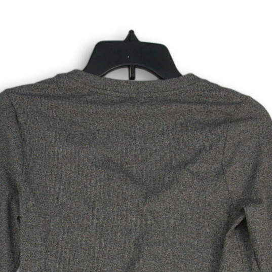 Womens Gray Henley Neck Long Sleeve Pullover T-Shirt Size Small image number 4