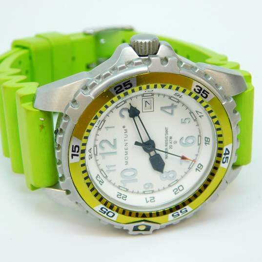Momentum Canada CN Series 50025 Lime Green Date Stainless Steel Rubber Strap Mens Watch 85.2g image number 2