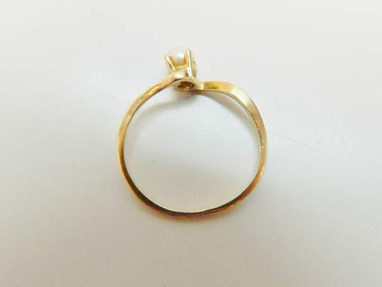 10K Yellow Gold Pearl Solitaire Ring 1.2g image number 2