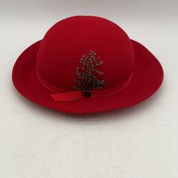 Fabini New York Bollman Womens Red Wool Wide Round Brim Bucket Hat alternative image