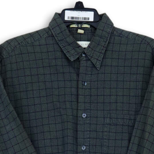Mens Gray Check Collared Front Pocket Long Sleeve Button-Up Shirt Sz Large image number 3