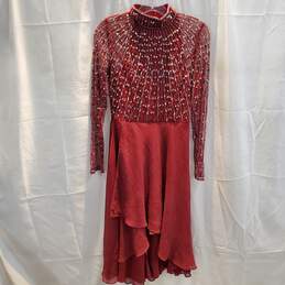 Asos Red Long Sleeve Embellished Dress NWT Size 6