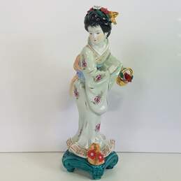 Porcelain Asian Figurine  / Mid Century 12.5 in,. High Stature