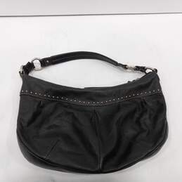 Fossil Black Studded Accent Leather Shoulder Handbag