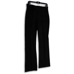 Womens Black Flat Front Stretch Pull-On Straight Leg Dress Pants Size M