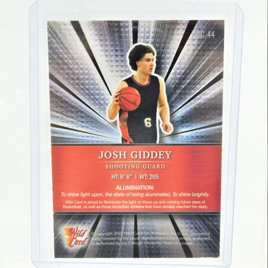 2022 Josh Giddey Wild Card Alumination Rookie OKC Thunder image number 3