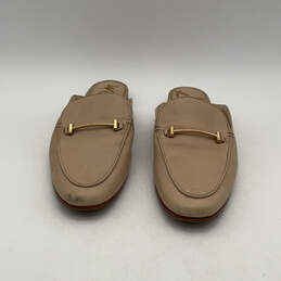 Womens Tan Leather Horsebit Almond Toe Slip-On Mule Shoes Size 10