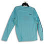 Mens Turquoise Blue Long Sleeve Crew Neck Pullover Fishing T-Shirt Size M image number 1