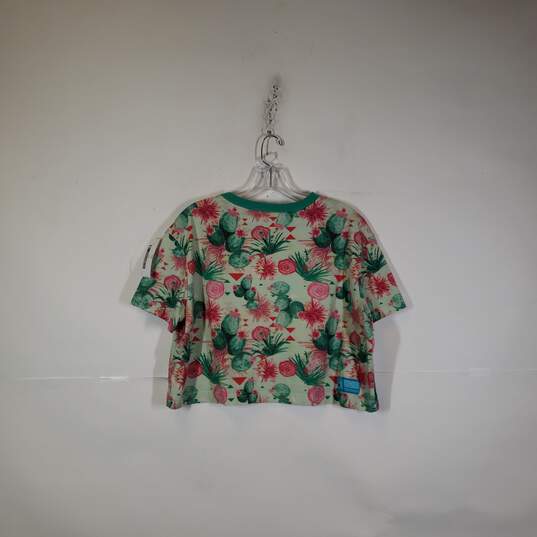 Womens Floral Short Sleeve Round Neck Pullover Cropped T-Shirt Size Large image number 2