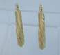 14K Gold Satin Etched Twisted Puffed Oblong Hoop Earrings 2.8g image number 1