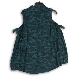 NWT Rock & Republic Womens Blue Camouflage Spread Collar Blouse Top Size Medium alternative image