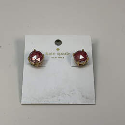 Designer Kate Spade Gold-Tone Red Crystal Cut Stone Gumdrop Stud Earrings alternative image