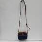 Dooney & Bourke Brown Leather & Navy Blue Canvas Cross-Body Purse Bag image number 1