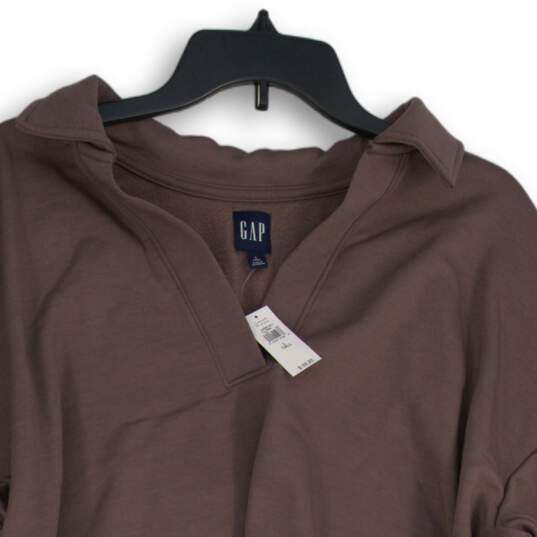 NWT GAP Womens Purple V-Neck Long Sleeve Pullover T-Shirt Size L Tall image number 3