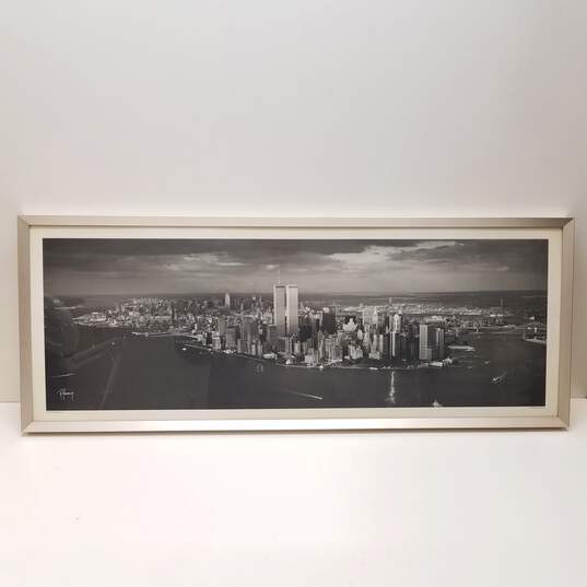 Framed Black & White Print of the New York City Skyline by Rick Anderson Dated 2000 image number 1