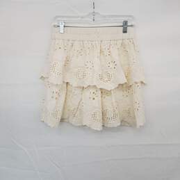 Express Ivory Cotton Lined Tiered Eyelet Mini Skirt WM Size S NWOT alternative image