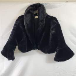 Eliza J Women Black Faux Fur Crop Jacket S