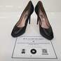 Salvatore Ferragamo Black Leather Peep Toe Stilettos Women's Size 9.5 image number 1