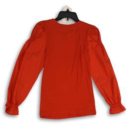 NWT LOFT Womens Red Crew Neck Long Sleeve Pullover Blouse Top Size XS alternative image