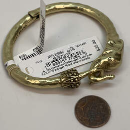 NWT Designer Lucky Brand Gold-Tone Hammered Elephant Hinged Bangle Bracelet alternative image