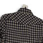 Womens Brown Black Plaid Long Sleeve Collared Button-Up Shirt Size S image number 4
