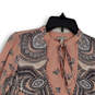 Womens Pink Paisley Long Sleeve Tie Neck Pullover Blouse Top Size S image number 3