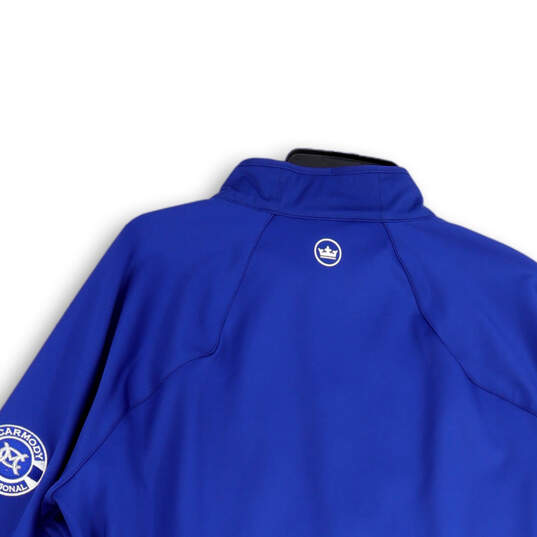 Womens Blue Mock Neck Long Sleeve Pocket Full-Zip Fleece Jacket Size Large image number 4