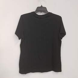 NWT Womens Black Cotton Crew Neck Short Sleeve Pullover T-Shirt Size L alternative image