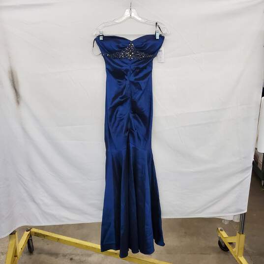 Cache Navy Blue Embellished Ruched Sweetheart Evening Dress WN Size 4 NWT image number 2