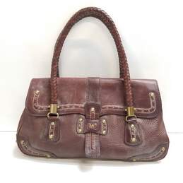 Michael Kors Woven Braided Brown Leather Flap Satchel Bag