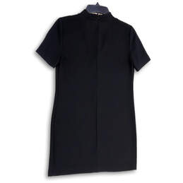 Womens Black Short Sleeve Keyhole Neck Back Zip Shift Dress Size XS alternative image
