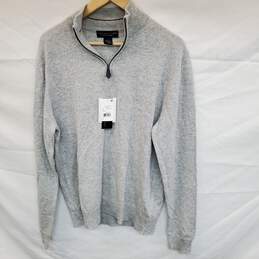 Mn The Men's Store Bloomingdale's Dove Grey Quarter Zip Pullover Sweater Sz L