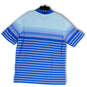 Mens Blue Striped Climacool Short Sleeve Spread Collar Polo Shirt Size XL image number 2