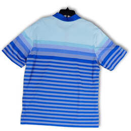 Mens Blue Striped Climacool Short Sleeve Spread Collar Polo Shirt Size XL alternative image