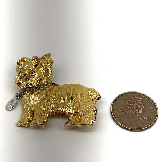 Designer Joan Rivers Gold-Tone Yorkshire Terrier Dog Shape Brooch Pin image number 3