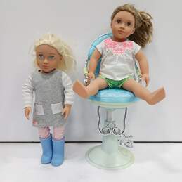 Pair of Our Generation Dolls w/Dental Chair